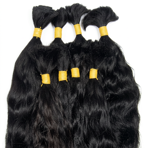 Cuticle Aligned Raw Indian Remy Grade All Texture Cheap Human Hair Bulk 100% Virgin Temple Hair Tamil Nadu 100g <b>Machine</b> Double - Product Image 1