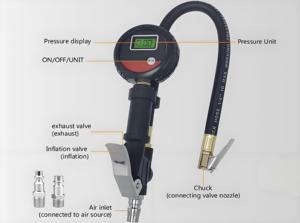 Verimli araç enflasyon için basınç göstergesi ile otomobil motosiklet bisikletleri için taşınabilir dijital lastik şişirme göstergesi - Product Image 6