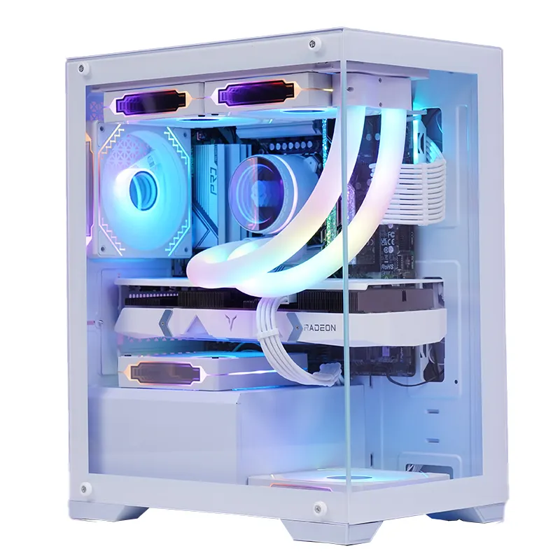 2023 diskon besar pabrik OEM kustom komputer PC casing ATX Gaming & Menara kabinet kaca Tempered dengan kipas RGB untuk Desktop Game