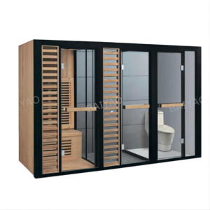 Cabina <span class=keywords><strong>de</strong></span> Sauna <span class=keywords><strong>de</strong></span> Vapor Húmedo Moderna Todo en Uno <span class=keywords><strong>de</strong></span> 9kw, <span class=keywords><strong>Ducha</strong></span> Interior con Vapor Húmedo, Madera <span class=keywords><strong>de</strong></span> Pino Sólida, para 6-8 Personas, en Venta - Product Image 6