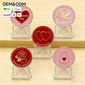 Pièce de défi personnalisée en métal moulé sous pression, 35 mm, 3 mm d'épaisseur, rouge, gaufrée, avec double cœurs, rose, <span class=keywords><strong>flèche</strong></span> de Cupidon et inscription 'Amour pour toujours', pour la Saint-Valentin - Product Image 4