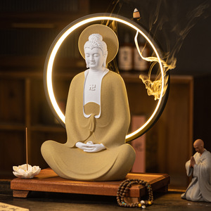 Statue en céramique d'inspiration zen Bouddha Shakyamuni, Bouddha Amitabha, Grand Bodhisattva Avalokitevara, Trois Bouddhas du Sud-ouest - Product Image 2