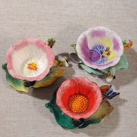 Tasse en céramique de fleur de jardin de printemps tasse à café lait tasse à thé soucoupe cuillère ensemble cadeau en céramique élégant tasse à thé et soucoupe ensemble