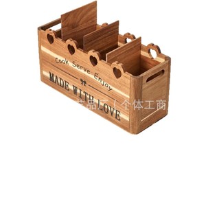Caja de almacenamiento de cubiertos de madera, caja organizadora simple para cuchillos, tenedores y espátulas de cocina, madera maciza - Product Image 3