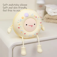Lampe de nuit en silicone en forme de beignet, dessin animé kawaii, avec support pour téléphone, décoration de chevet pour salon, lampe de table pour enfants