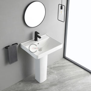 Lavabo colonne en céramique blanc économique pour la décoration de logements locatifs - Product Image 5