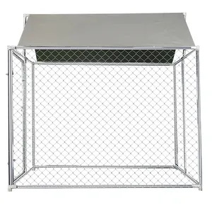 Wholesale 2x2x2m Large Outdoor Dog Kennel Metal And Mesh With Waterproof Cover