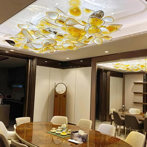 Lustre LED en verre feuille de lotus personnalisé, anti-éblouissement, réglable, pour hall d'hôtel, <span class=keywords><strong>immobilier</strong></span> - Product Image 1