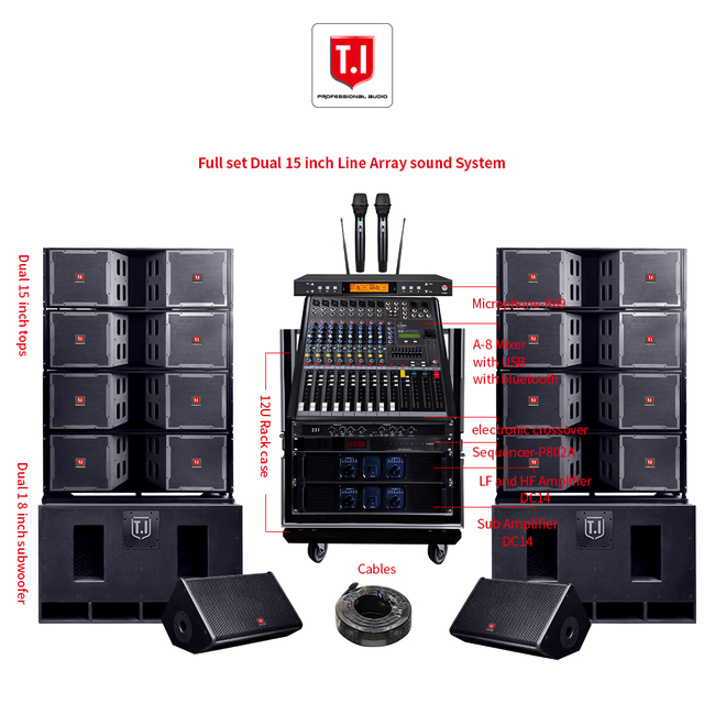VT4889 PA System 18 Inch Subwoofer 3-way 2*15'' Line Array Speakers Top Powered Audio Sound System for Concert