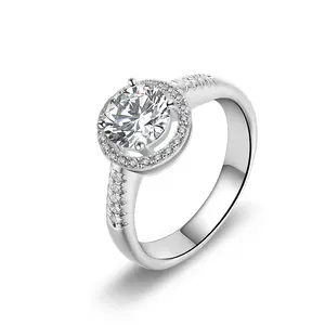 Wuzhou Factory Direct Selling Prices 14K 18K Real White Gold Diamond Solitaire Engagement Ring