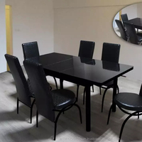 Tables de salle à manger très vendues, meubles de luxe, plateau en verre lourd sculpté, base en métal argenté, ensembles de tables de salle à manger économiques avec chaises