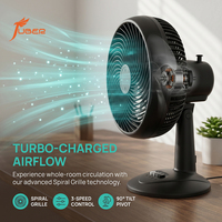 Ventilateur de table noir mat de 8 pouces, 3 vitesses, silencieux, pour chambre, bureau et dortoir (vente en gros)