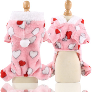 Coral Fleece Pet <b>Coat</b> Pink Hearts Pattern Sleeveless <b>Warm</b> <b>Dog</b> Cat Clothing Small Medium Size Cute Design - Product Image 1