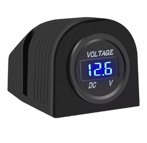 LED-Anzeige des Autos pannungs messers mit Zelt typ Rund paneel DC 12V 24V Wasserdichtes Voltmeter-Messgerät Digitales Spannungs prüfgerät - Product Image 1