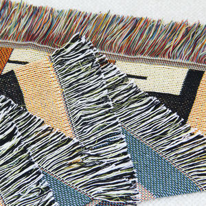 MOQ 1PC Tapisseries graphiques géométriquement régulières, couvertures décoratives, tapisseries avec glands, jeté en jacquard de loisirs - Product Image 5