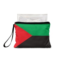 Dompet Koin Mini Beritsleting Motif Bendera Martinique, Bahan Kanvas Polyester Warna Campuran, Dompet Ganti Uang untuk Wanita