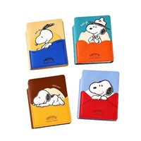 Cuaderno de Bolsillo Snoopy, Mini Diario Portátil con Ranura para Tarjetas, Bonito Libro de Notas, Papelería para Estudiantes