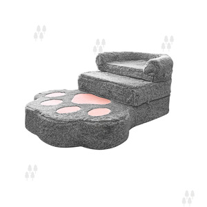 3 Step <b>Dog</b> Stairs Paw Shape Faux Fur Pet Ramp for <b>Bed</b> <b>Sofa</b> - Product Image 2