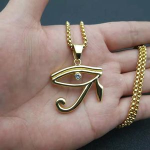 Collar con colgante de ojo de Horus de yunnique, amuleto egipcio de acero inoxidable dorado, símbolo del dios halcón, regalo de joyería - Product Image 5