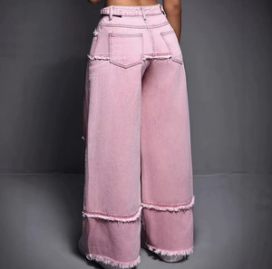 <span class=keywords><strong>Jeans</strong></span> a Gamba Larga Rosa alla Moda per Ragazze, Stile Y2k, Moda Sostenibile, <span class=keywords><strong>Jeans</strong></span> da Donna - Product Image 4