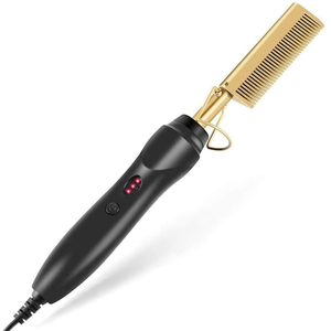 Peigne chauffant électrique portable pour femmes, lisseur de cheveux 2-en-1 pour cheveux raides et bouclés, peigne chauffant brillant pour usage domestique - Product Image 3