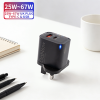 Pengisi Daya Super Cepat Listrik UK EU US dengan Port QC3.0 USB-C & USB-A, Pengisi Daya Dinding untuk Ponsel & Earphone, Bahan ABS