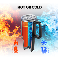 Nouvelle tasse de camping en acier inoxydable de 40 oz avec logo personnalisé, poignée et couvercles à paille, écologique