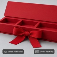 Boîte cadeau de Noël rouge avec compartiments pour lettres et chocolats, finition mate, vente en gros, directement de l'usine pour la vente au détail