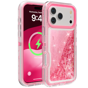 Per iPhone 11 12 13 15 16 17 Pro Max, Cover per Cellulare Antiurto a 3 Strati in TPU+PC con Glitter Liquido e Confezione Retail - Product Image 5