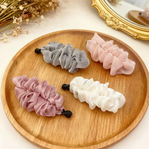 Pinza para el pelo de chifón plisada antideslizante con diseño de cola de caballo alta vertical, pinza tipo banana, elegante adorno para el cabello - Product Image 1