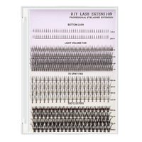 Kit de Cils en Grappes 4 Styles Mixtes avec Colle et Scellant 5ml, Applicateur Plateau Rose, OEM ODM Étiquette Personnalisée, Fournisseur en Gros, Distributeur de Cils