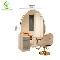 Jincheng Barber Shop Miroir de coiffure avec LED Miroir de coiffure ovale double face du sol au plafond