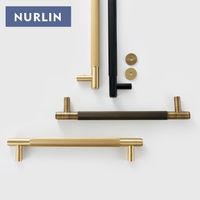 Nurlin laiton porte Double simple face linéaire rayé barre de traction porte en bois porte en verre salle de douche appareil de cuisine or mat noir