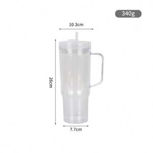 Venta al por mayor de globos de nieve sin BPA para manualidades, vaso de plástico de doble pared de 40 oz con orificio preperforado y asa. - Product Image 2