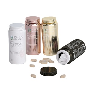 Customized Printed Logo Cylinder <b>Aluminum</b> Packaging Tin Jar for Capsules Pills Medicine Tablets-Eco-friendly Recyclable Screw - Product Image 1