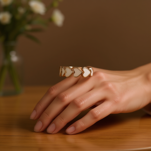 Anello a Cuore Placcato Oro Rosa F1575, Gioiello Unisex Romantico per Uso Quotidiano, Regalo, Anello in Lega alla Moda - Product Image 2