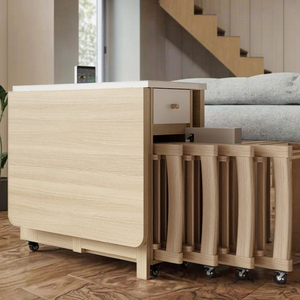 Set Tavolo da Pranzo Pieghevole Stile Crema, Tavolo e Sedie Multifunzionali Semplici per Casa, Ideale per Piccoli Spazi - Product Image 1