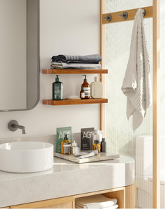 Acacia <strong>Wood</strong> Floating Shelves Wall Mounted Rustic Wall <strong>Storage</strong> Shelf for Bedroom, Kitchen, Home D&eacute;cor - Brackets and <strong>Shelving</strong> - Product Image 2