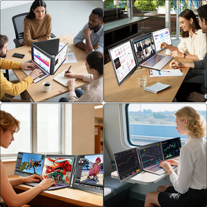 Moniteur triple portable pour ordinateur portable, écran IPS <span class=keywords><strong>15</strong></span>,3 <span class=keywords><strong>pouces</strong></span>, extension d'écran, un seul câble pour 2 écrans, pour le travail de bureau, Windows, <span class=keywords><strong>MacBook</strong></span> - Product Image 3