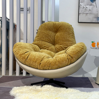Fauteuil œuf moderne NKOL avec coussin en tissu bouclé et pieds en métal pour salon, gris à carreaux