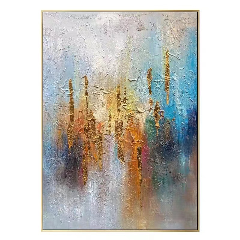 Modern Abstract Gold Foil Canvas Wall Art 100% Hand-painted Oil ...