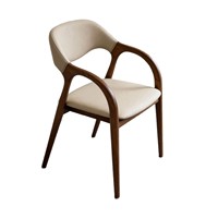 Chaise de salle à manger en bois massif, design minimaliste italien, avec accoudoirs et assise rembourrée, pour restaurant, salon de thé, café