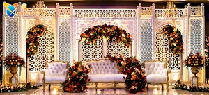 Paneles de Madera para Fondo de Escenario de Boda con Temática Marroquí Exclusiva, Estilo Árabe Jali, para Eventos de Walima y Nikkah - Product Image 4