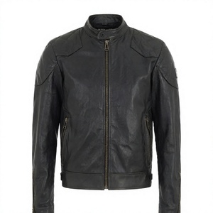 <b>Mens</b> Genuine Leather <b>Jacket</b> Motorcycle Outerwear <b>Waterproof</b> Windproof Zip Up Casual Winter Coat Custom Manufacturing Service - Product Image 3