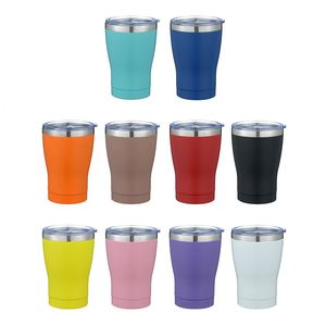 New 12oz Double Wall 304 Stainless Steel Insulated Coffee <b>Mug</b> Slim Waist Car Cup with Straw - Product Image 1