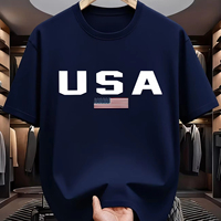 T-shirt pour homme avec inscription « USA » de style américain, polyvalent, à manches courtes, personnalisable. Vente directe d'usine.F10