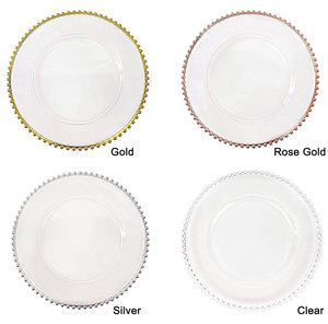 Assiettes de présentation en perles transparentes de 13 pouces en plastique perlé acrylique transparent assiettes de base <span class=keywords><strong>pour</strong></span> les événements de mariage - Product Image 6