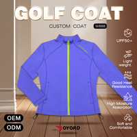 Veste de golf pour femmes, fabricant de manteaux de golf en fibre de bambou, vêtements de performance pour le golf, fermeture éclair intégrale, marque privée, usine OEM ODM