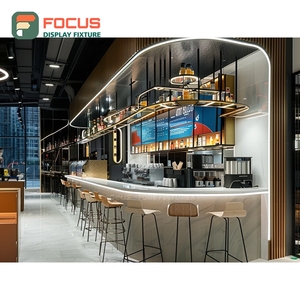 Mostrador de Servicio Contemporáneo para Cafetería con Frente de Vidrio Templado, Área de Exhibición de Accesorios, Mostrador de Caja para Cafetería - Product Image 4