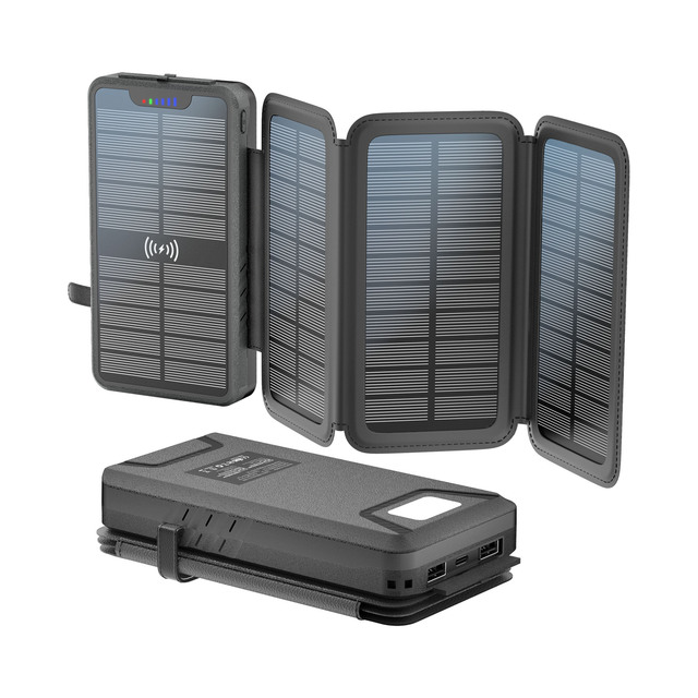 New Products 2025 USB-C High Capacity 20000mAh Portable Electronics External Battery Pack Folding Wireless Solar Power Banks